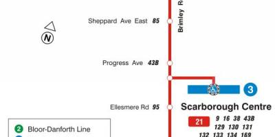 نقشه TTC 21 Brimley مسیر اتوبوس تورنتو