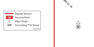 نقشه TTC 33 فارست هیل مسیر اتوبوس تورنتو