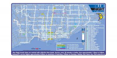 نقشه TTC آبی, شب, شبکه