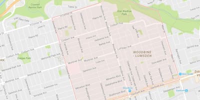 نقشه Woodbine ارتفاعات محله تورنتو