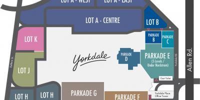 نقشه Yorkdale Shopping Centre, پارکینگ