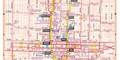 نقشه ایستگاه مترو در مرکز شهر تورنتو