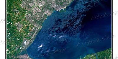 نقشه از دریاچه انتاریو تورنتو ماهواره ای