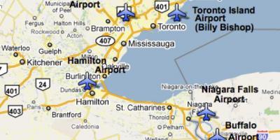 نقشه از فرودگاه در نزدیکی تورنتو