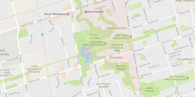 نقشه از وست–برانسون محله تورنتو
